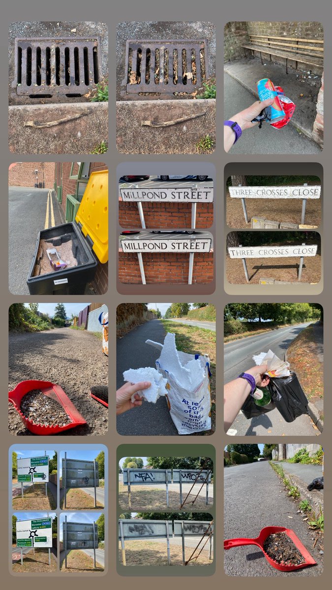 sabrown134's tweet photo. 13th August - a โstick pokeโ drain clear on morning #Sniffari @pawsonplastic ๐พ then later sadly #BusStop litter and then a #GritBin โmistakenโ for a #LitterBin ๐, did some ๐ค on the Millpond Street sign, and then just a clean (so far) on Three Crosses Close one ๐งฝ then swept โฌ๏ธ https://t.co/vh4mhMp4v0