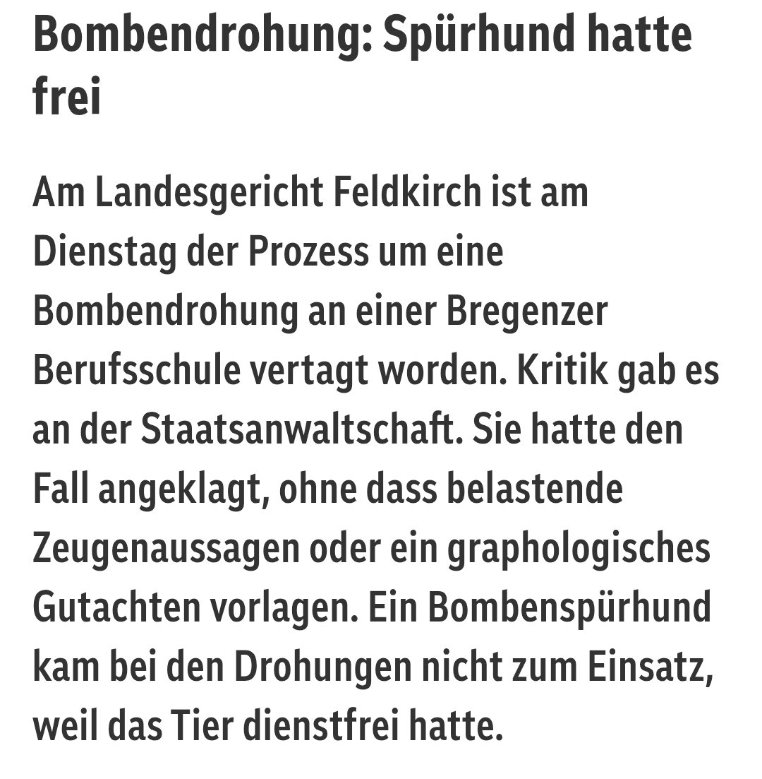 Nach Bombendrohung kein Spürhundeinsatz, denn Freizeit für den Diensthund hatte Vorrang. 🤦 #nurinoesterreich