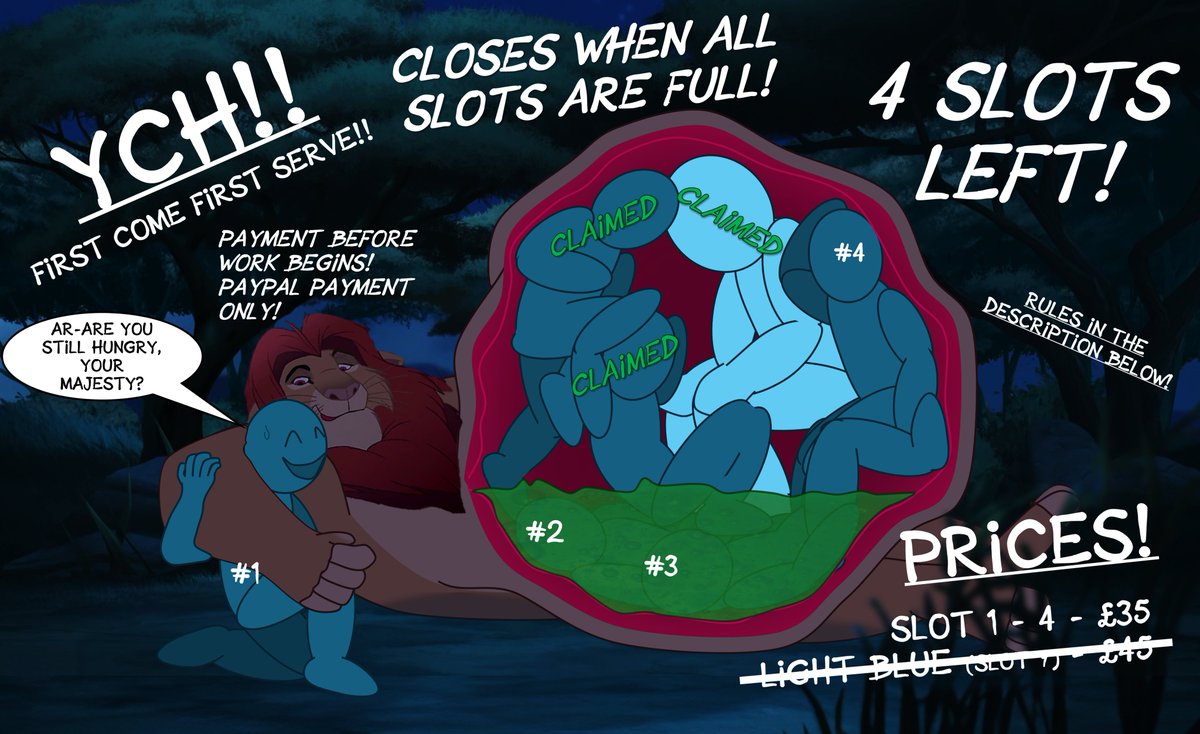 UPDATE: Since today was meant to be the last day and over half the spaces are still left, I'm gonna be extending the time for this until all the four remaining ones are taken.

If anyone would like one, please let me know ^^
#YCH #openych