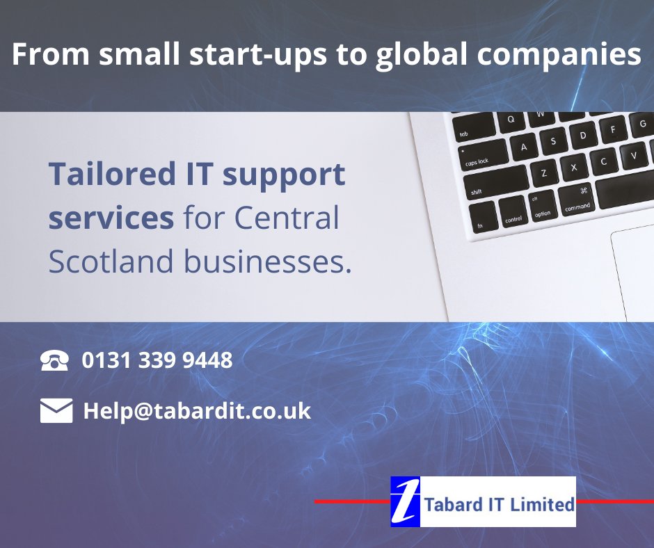 TabardITLtd's tweet image. From a single computer in a small start-up to the complex systems of a global company, we can offer tailored IT support for businesses in Central Scotland.
Get in touch with us and we’ll be happy to chat through your IT requirements.
#ITHelp #ITSupport