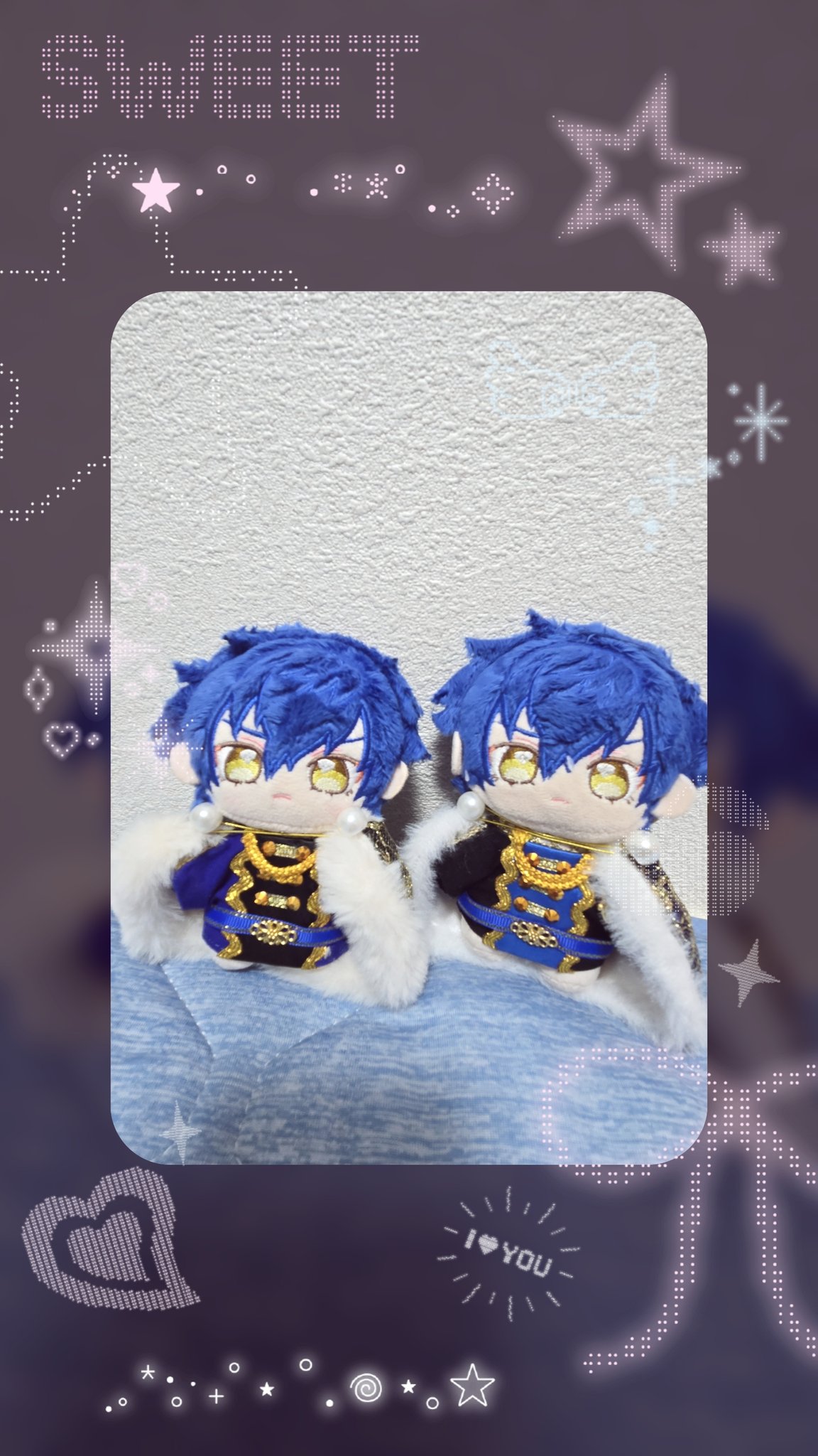 おちゃ様 ぬい服 水色フラワー×黄色ハート2⭐️Dカン¥100×3 おちゃ様 ぬい服 水色フラワー×黄色ハート2⭐️Dカン¥100×3
