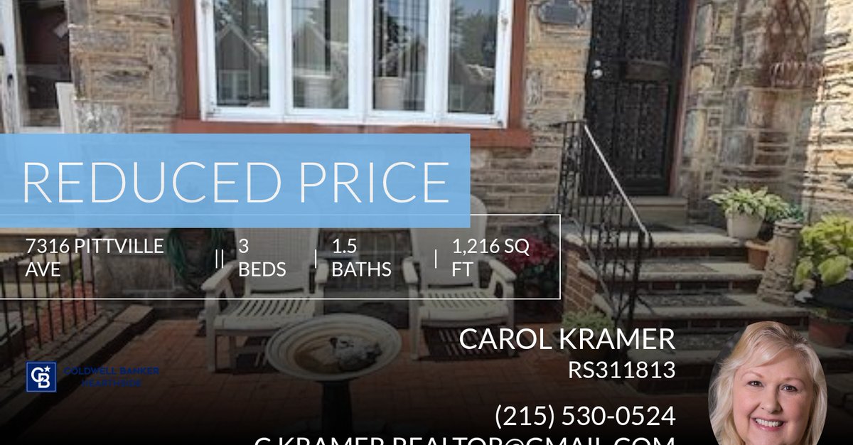 carolakramer's tweet photo. 📍 Reduced Price 📍 This recently reduced home at 7316 Pittville Ave in Philadelphia won't last long, so, don't wait to set up a showing! Reach out here or at (215) 530-0524 for more information!

Carol A. Kramer
Coldwell Banker He... https://t.co/ElbMBXcz0P https://t.co/Ttd1Aw4NH3