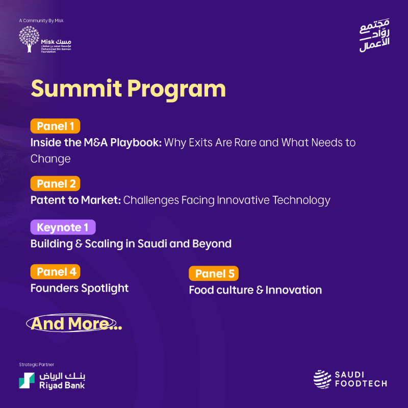 MiskEntrep's tweet photo. What's next for the Food &amp; AgriTech sector, and where do the most promising investment opportunities lie?

Join the #EntrepreneursCommunity and @SaudiFoodTech at the #SaudiFoodTechSummit2025 on August 19 and get the answers firsthand from some of the biggest names in the field.