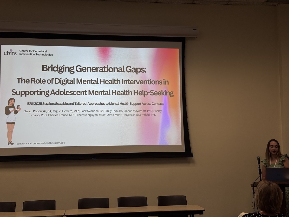 That’s a wrap on ISRII 2025! 🎉  

Highlights from #ISRII13: Rachel Kornfield, PhD, receiving the Rising Star Award 🌟 alongside Emily Lattie, PhD, presenting her research, and Sarah Popowski sharing her work.  

CBITs looks forward to participating again next year!