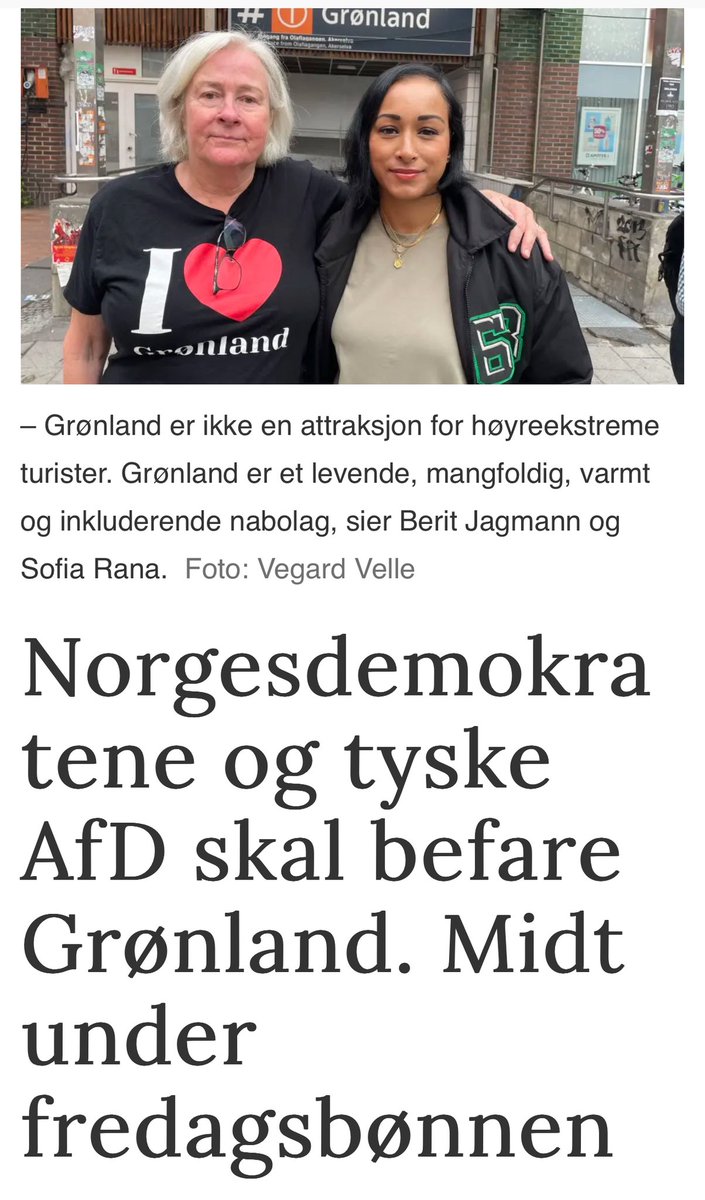 norgonaut's tweet photo. Berit Jagmann 11. mars 2024:

«Frustrerte Grønlands-beboere er lei av dopsalg og kriminalitet. De etterlyser mer handling fra politiet, ment politiet er for lite til stede. Salg og bruk av dop skjer åpenlyst i bydelen.»

Berit Jagmann 13. august 2025:

«Grønland er ikke en attraksjon for høyreekstreme turister. Grønland er et levende, mangfoldig, varmt og inkluderende nabolag.»

Det må være et navn for slik mentalgymnastikk?