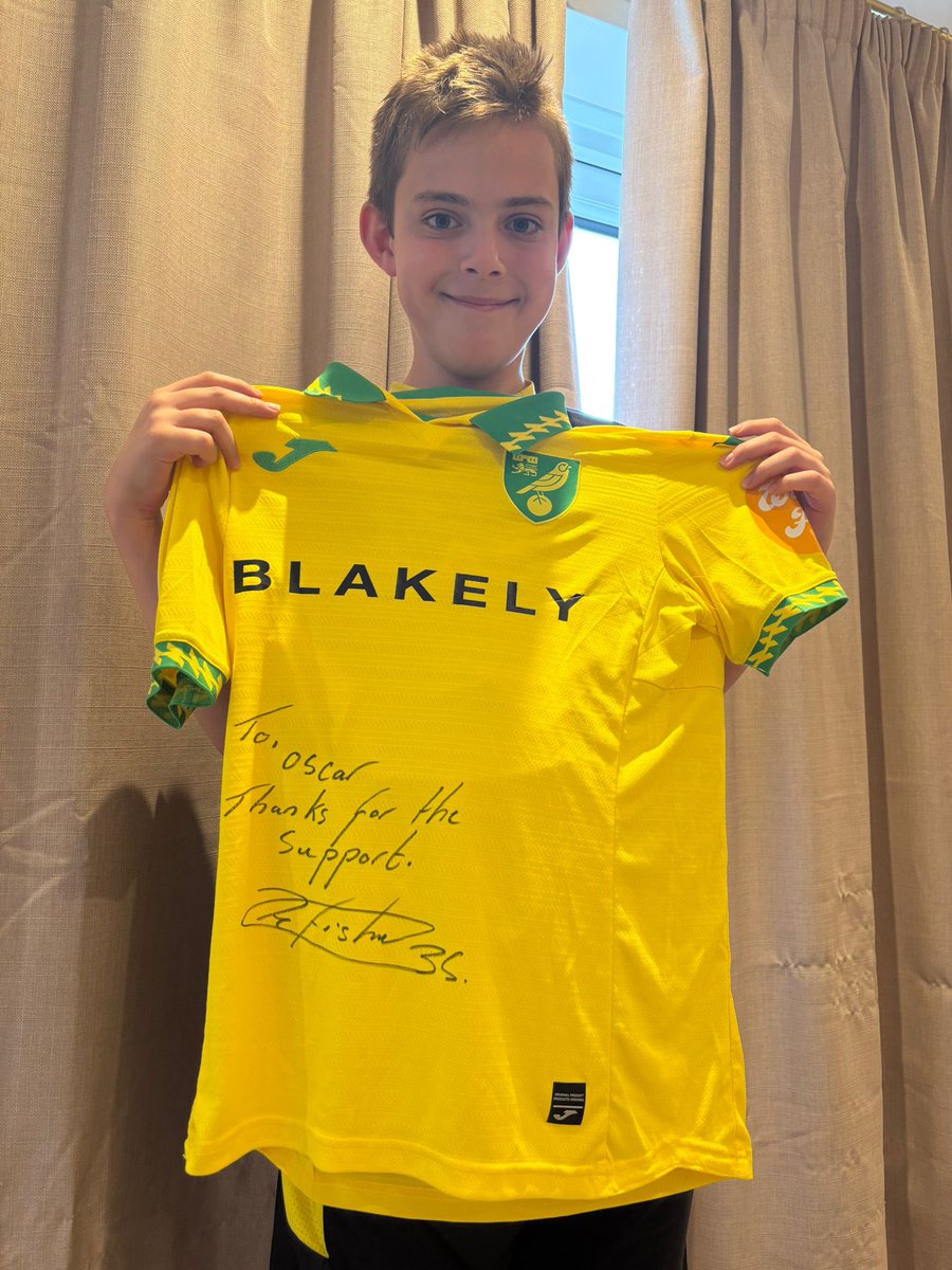 Darren_Francis's tweet photo. @TalkNorwichCity @Kellen11Fisher @bigctweets Thank you so much for doing this competition! One very happy boy received the shirt today - glad to be helping a great cause too https://t.co/a2Hvk7BZcK