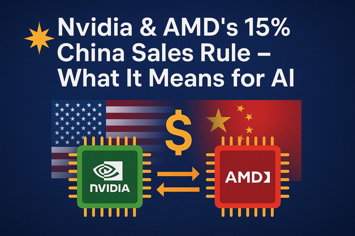 EngMohamedElmi's tweet photo. Big news in the #AI chip world: Nvidia &amp; AMD will pay 15% of their China chip sales to the US. This could change innovation, supply chains, and the global AI race.

Join the conversation 👉 https://t.co/q37QpbYdAr

#Semiconductors #TechPolicy #Innovation https://t.co/JTXWLeQL43