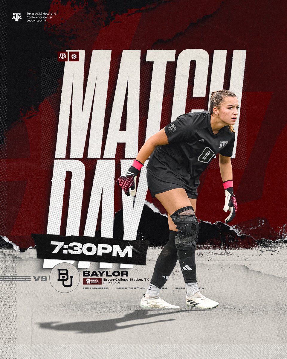AggieSoccer's tweet photo. Home opener. New season. 𝐿𝑒𝓉'𝓈 𝓇𝑜𝓁𝓁 ⚽️

📍 Ellis Field
⏰ 7:30 PM
📺 SECN+
🆚 Baylor

#GigEm | 👍 https://t.co/ZJ4dPimhYo