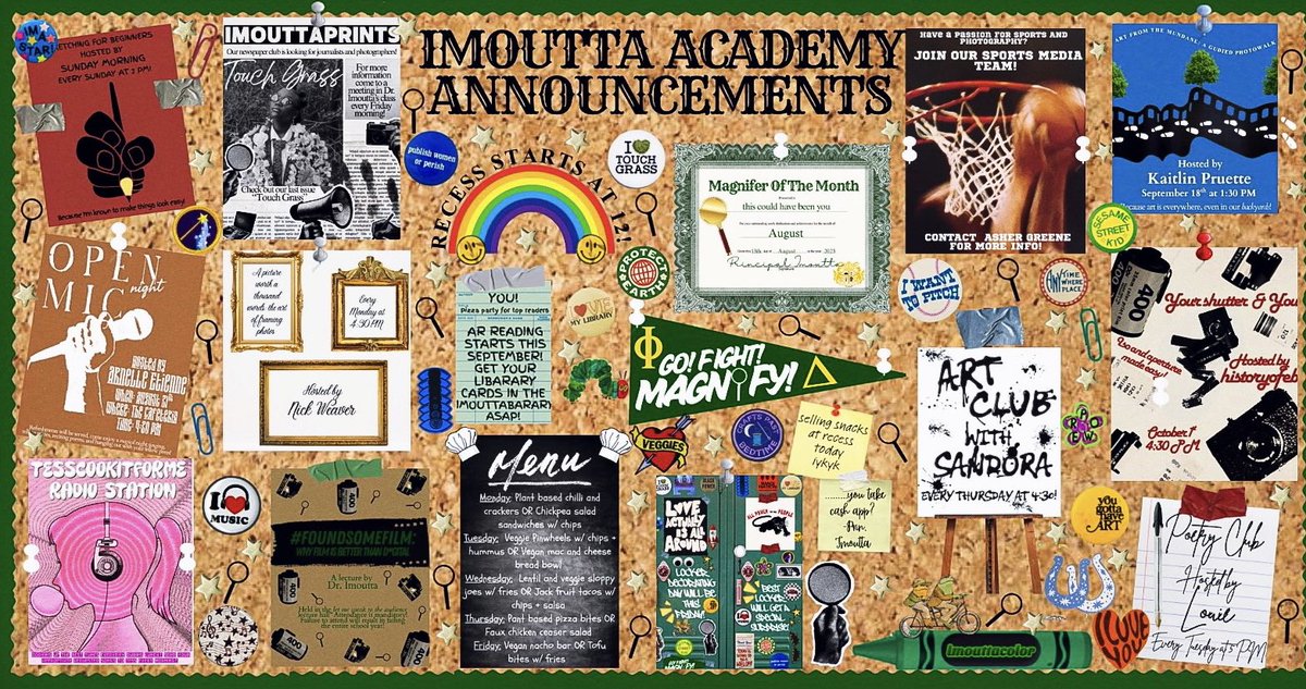 imoutta_'s tweet photo. Here at Imoutta Academy, we believe in the importance of recess, but even more in extracurricular activities! We also feel strongly about them being ran by our very own #magnifiers! Hereโs a few activities & important events that will be taking place this semester! ๐๐ซ https://t.co/UYrM1AYur1