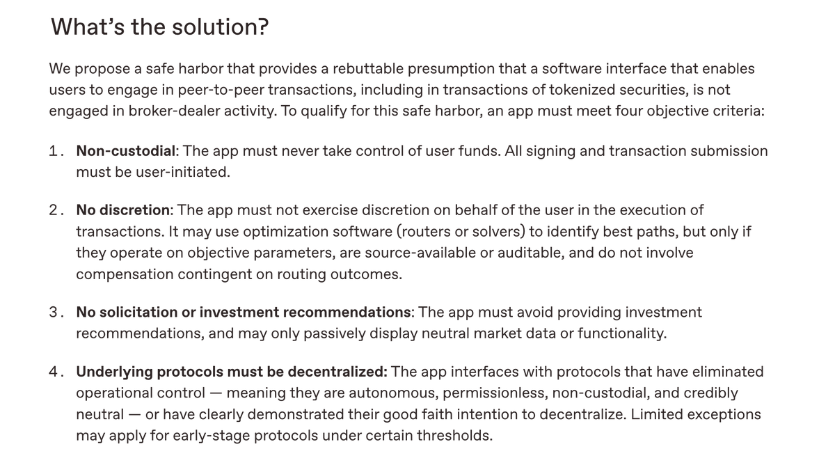 Great write up by <a href="/milesjennings/">miles jennings</a> and team at <a href="/a16zcrypto/">a16z crypto</a> on Why the SEC should clarify broker rules for blockchain apps.

a16zcrypto.com/posts/article/…