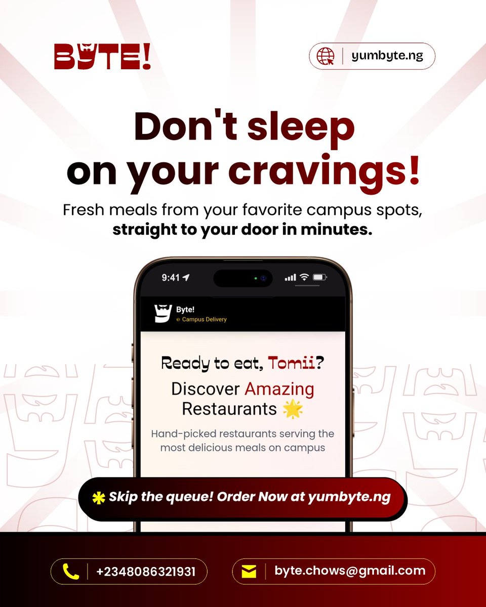 bytechows's tweet photo. NEVER GO HUNGRY with BYTE! 🥞
Byte! is here, better and packed. 🎉

Join the sabi people @ https://t.co/55WTMi6KPm today! ❤️
We're coming to your campus soon!

Here for vendors also as your best order management system!
Contact us byte.chows@gmail.com https://t.co/aLpq6wbtly