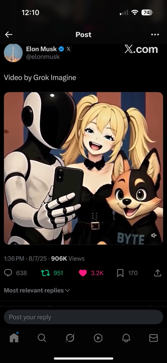 newtomeme's tweet image. Check out $BYTE elons Ai dog birth by grok