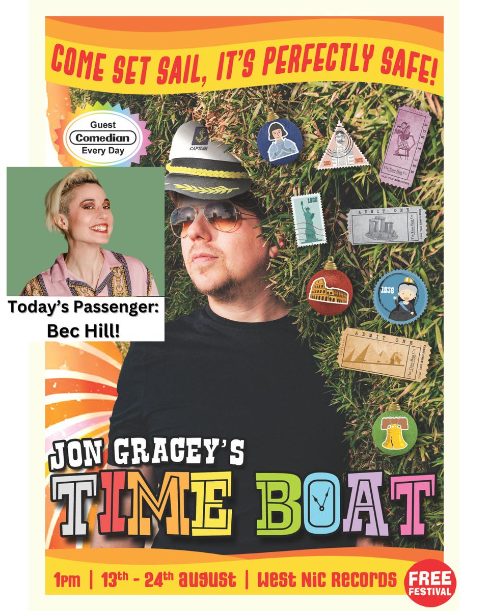 JonGracey's tweet photo. Show one of Time Boat and it was an absolute banger! Let no one speak of what happened. Show two tomorrow stars the incomparable @bechillcomedian! Come to the Little Cellar at West Nic Records as we set sail through time!! Nothing will go wrong!! https://t.co/GEZiVtJYVp https://t.co/hIZlOkNNYC