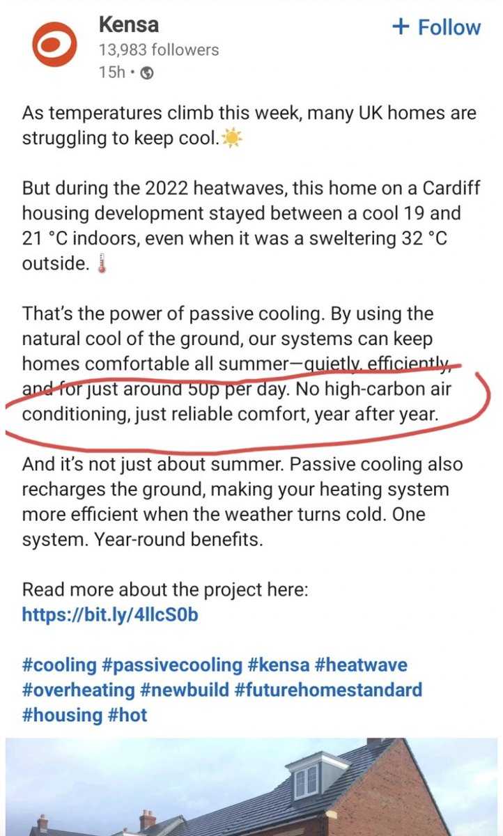 Adam Gilhespy (@heatfutures) on Twitter photo So heat pumps are low carbon when they're heating, but high carbon when they're cooling, unless they're a Kensa ground source heat pump in which case they're 'passive' when cooling 🤡 So heat pumps are low carbon when they're heating, but high carbon when they're cooling, unless they're a Kensa ground source heat pump in which case they're 'passive' when cooling 🤡