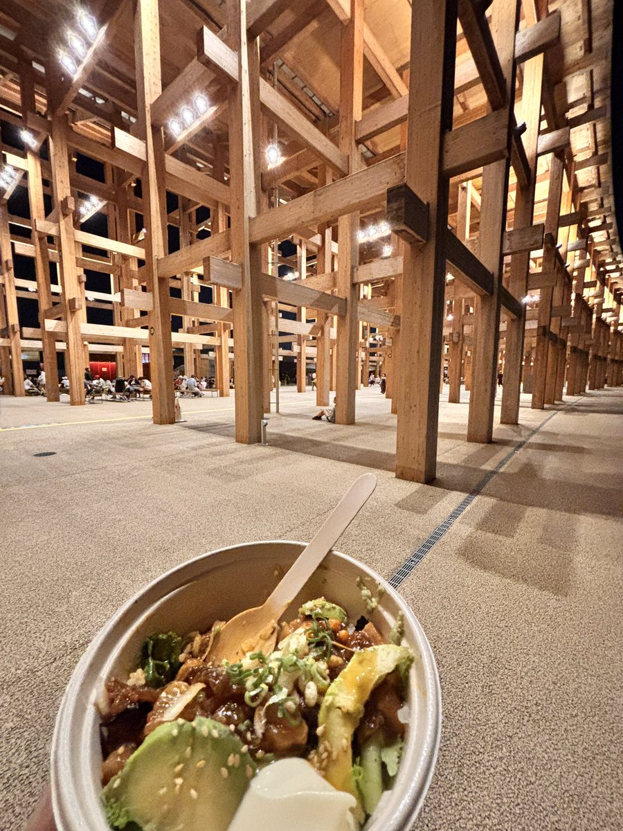 ryry7676's tweet photo. 真夜中の大屋根リング
テイクアウトしてホテルで食べるつもりだったポキ丼があったからお腹は大丈夫だけど…
まさかここで一晩過ごす事になるとは思わなかったけど東ゲートで倒れちゃいそうだったから今はまだマシだわ
#expo2025_japan #万博#帰宅難民 https://t.co/WiEMYD3ljg
