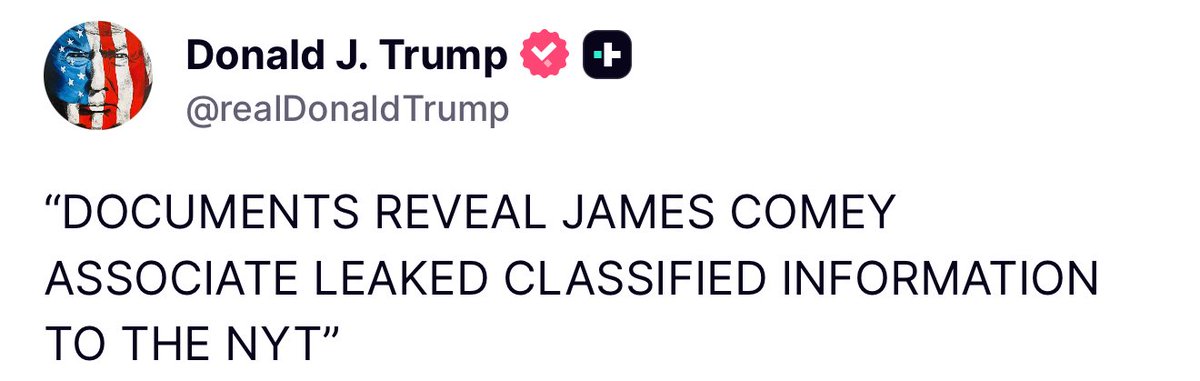 MAGAVoice's tweet photo. BREAKING 🚨 Donald Trump just EXPOSED James Comey for “Leaking Classified info” to the NYT 🤯

James Comey is NOT above the law

LOCK HIM UP https://t.co/W5VkIxg2st