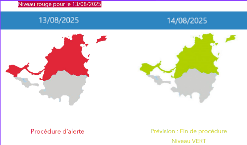 GWADAIR971's tweet photo. [#picdepollution] Ce mercredi 13/08/25, en raison de la persistance de l'épisode de pollution,                        
🟠La procédure d’information et recommandation est déclenchée en Guadeloupe                                
🔴La procédure d'alerte est déclenchée à Saint-Martin https://t.co/HNASSig02n