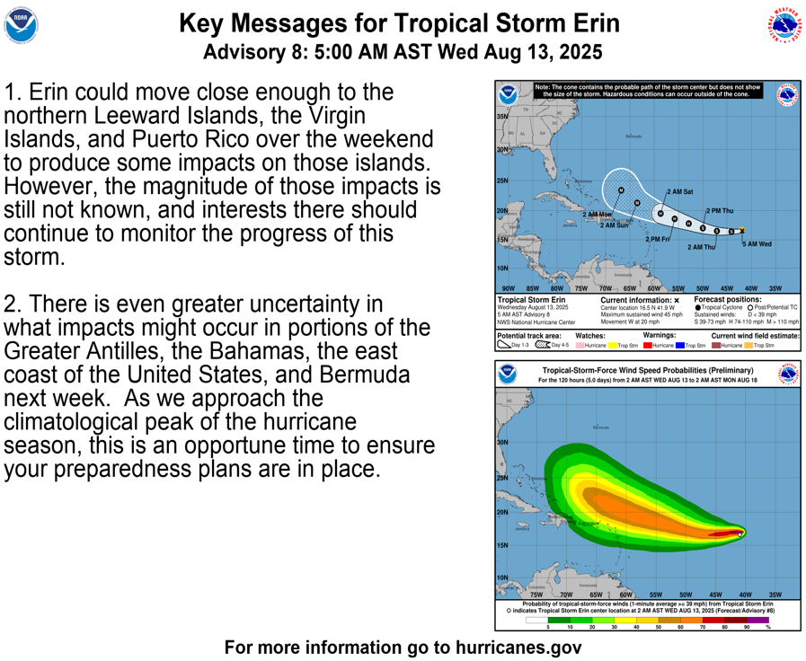 UnityClaimsMgt's tweet photo. Here is the newest update regarding TS Erin. #Hurricane  #TSErin https://t.co/OZ6rAhdxHH