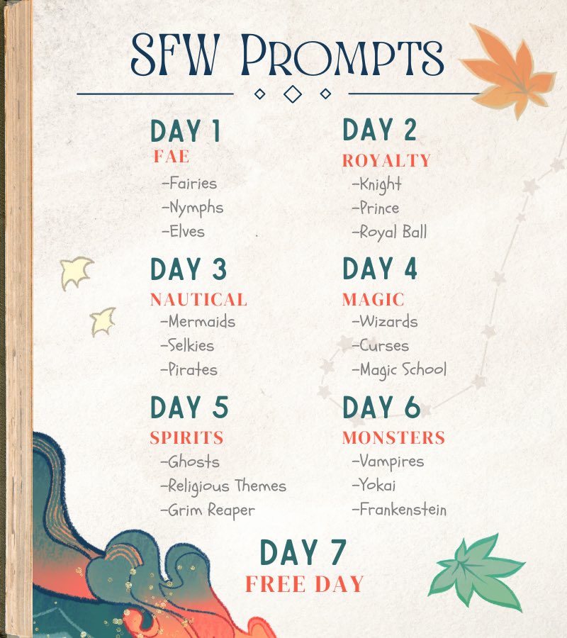 kzscrweek's tweet photo. 🕯️Fairytale Week: PROMPTS✨
Here are the prompts for the shipweek! The lists under the single-word prompts are just examples to spark ideas, but please let the prompts inspire you any way you'd like!
Rules for the event are in replies below⬇️
#fairytalekzscr #kazuscara #scarakazu https://t.co/wpdbcvZcKS