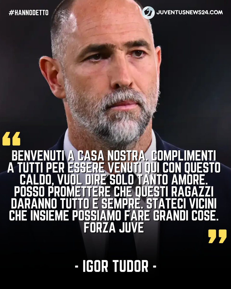 🗣️ Il primo, potente discorso di Igor #Tudor ai tifosi presenti oggi all'Allianz Stadium. 

💪 "Posso promettere che questi ragazzi daranno tutto e sempre... insieme possiamo fare grandi cose".
