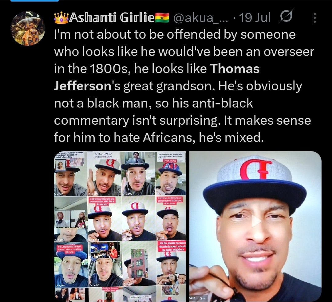Who's "we"? 

This same African will attack BAs who look like the creator in the video as "Thomas Jefferson descendants" but allege WE have an insecurity in respect to mixed people. 

No it's YOU. 

It's all you post about.