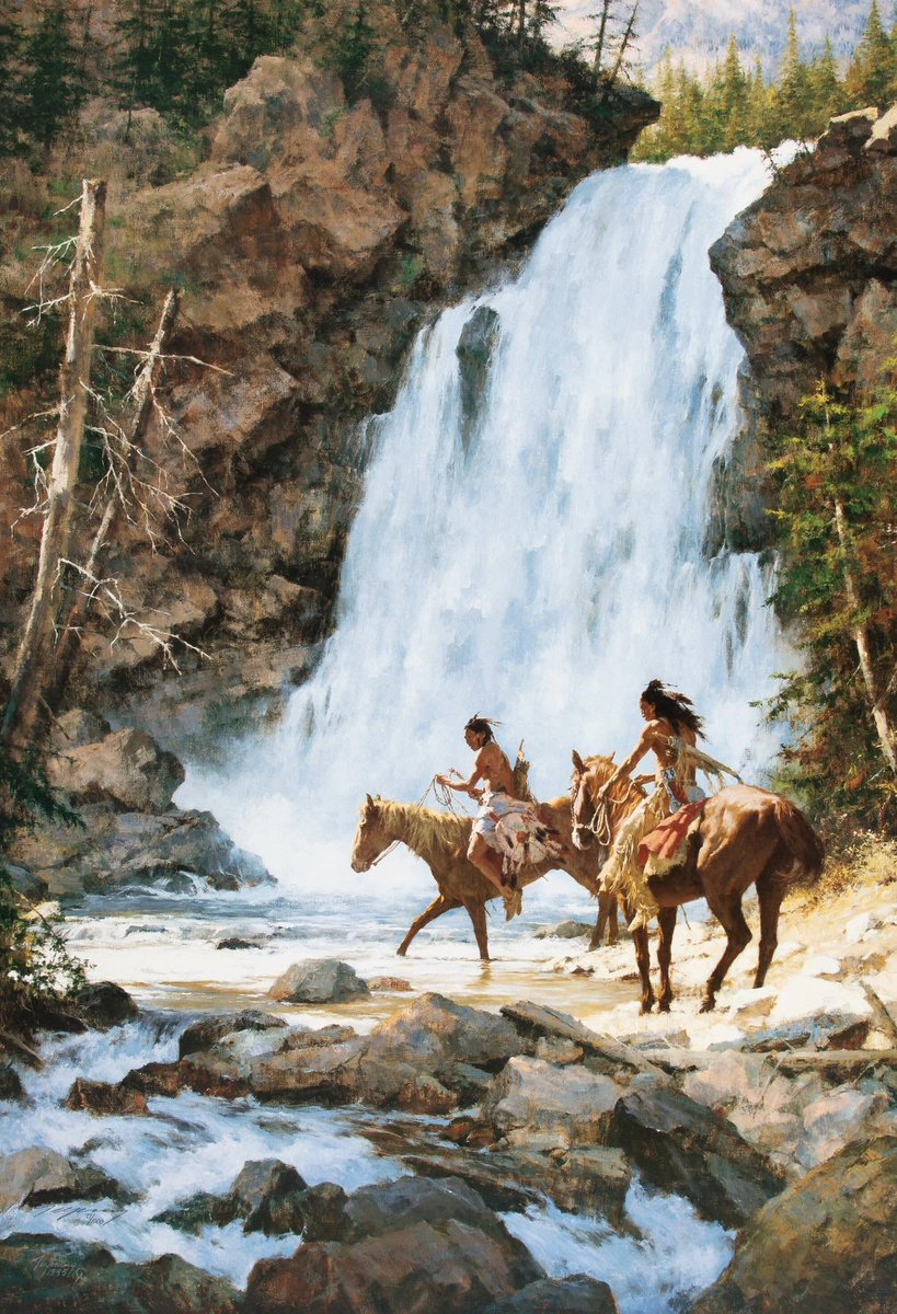 "Crossing Below the Falls"
By Howard Terpning