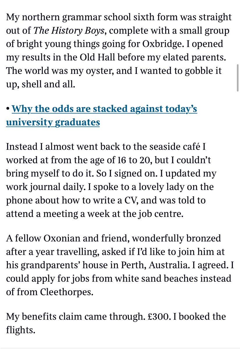 Can I just say on behalf of taxpayers everywhere how delighted I am to have been able to prevent this young lady from having to debase herself by working in a café and instead buy international air tickets. 

thetimes.com/article/8499ca…