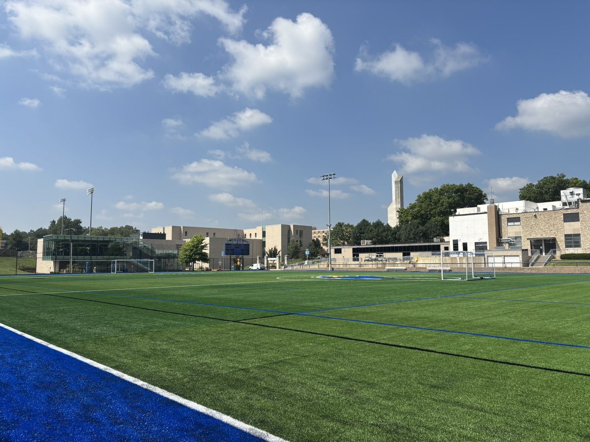 Electric new stadium vibe <a href="/RockhurstU/">Rockhurst University</a> <a href="/RUhawks/">Rockhurst Athletics</a> , the blue is too cool!!! <a href="/FieldTurf/">FieldTurf</a>   

<a href="/CoachKBayer/">Kristy Bayer</a> always pushing the envelope with stunning design decisions, truly a unique stadium🔥 🔥 🔥 

#Whoshere
<a href="/ampyourdesign/">AMPERE</a>