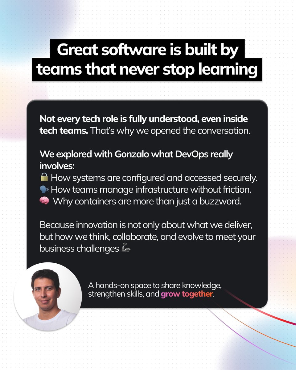 FolderIT's tweet photo. We believe that the best teams are the ones that never stop learning! 🧠

That’s why we launched an internal workshop series to explore what does DevOps really mean in practice. Led by Gonzalo Orellano, to explore infrastructure, practices, and real-world challenges together! https://t.co/oYSLvRMjPk
