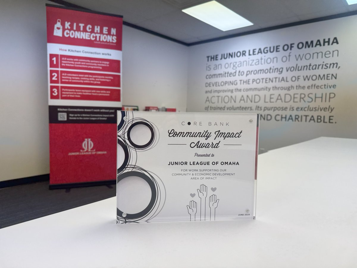 JLOmaha's tweet photo. BIG NEWS from the Junior League of Omaha! We’re thrilled to announce that our Kitchen Connections program has received a $5,000 Community Impact Award from @corebank! Hear from our President Jillian Rahe and learn more in the latest Core Bank blog here: https://t.co/aQ3NxAayXD https://t.co/XSBlIJ25Yb