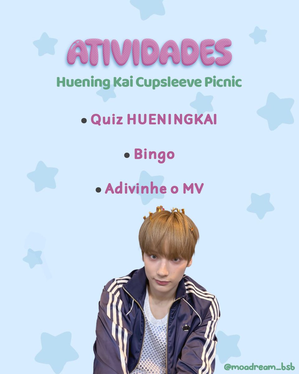 moadream_bsb's tweet photo. Guia do evento – HUENINGKAI Cupsleeve Picnic 🐧🧺

Oii, MOA! Segue no post tudo que você vai precisar para aproveitar o Kai day ao máximo. 💖

Ficou alguma dúvida? Não hesite em mandar para a gente!

Já manda para aqueles seus amigos Huening Kai biased e fãs do TXT! https://t.co/kwAr6BnsFV