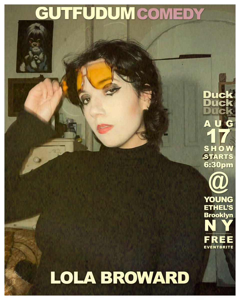 JasonTKocher's tweet photo. Get your FREE tickets on Eventbrite. Link in bio.

8/17/25 - Show Starts at 6:30pm
Young Ethel's [ Bar &amp; Stage ]
Brooklyn, NY

GUTFUDUM COMEDY Presents:
DUCK DUCK DUCK

A bespoke, one-size-fits-all, vegan comedy show with all-leather cow interior...just like Mom used to make. https://t.co/j5kaGvkHBU