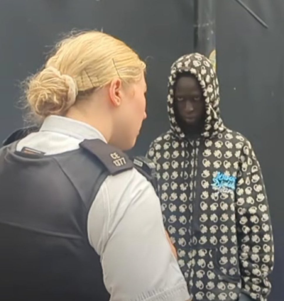 real_lord_miles's tweet image. There’s an image going around British social media of an African migrant who tried breaking into a woman’s home and liberals are defending him online, saying that he may not know it’s illegal. 

Clown country 🇬🇧