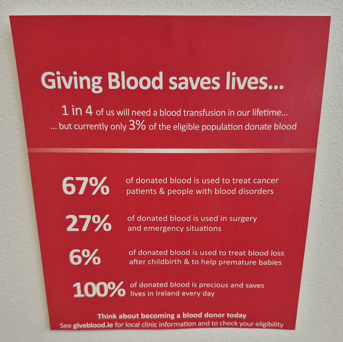 kingofpensions's tweet photo. Give blood, the notice says it all, my 20th donation today! #ibts #Ireland @Giveblood_ie #givegenerously #goodhealth #satellites https://t.co/ODE5Sxaaz9