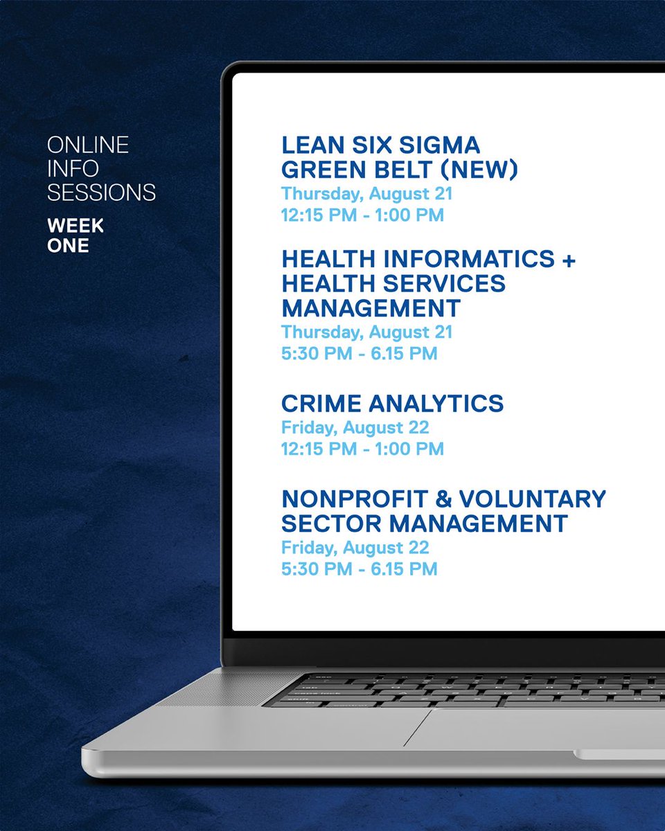 We're getting geared up for Fall 2025 term with our online info sessions, starting on August 18.

Join us to get real-time for insights about future career paths from our academic and career advisors, industry professionals, and current learners.💡 

RSVP: lnkd.in/gv5v76Mf