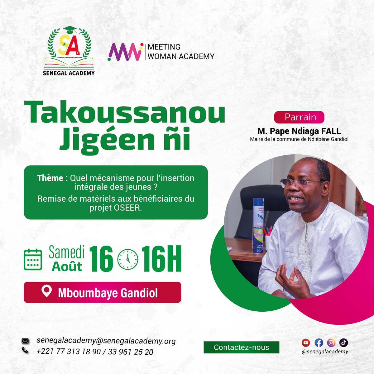 𝑷𝒂𝒑𝒆 𝑵𝒅𝒊𝒂𝒈𝒂 𝑭𝒂𝒍𝒍, 𝒎𝒂𝒊𝒓𝒆 𝒅𝒆 𝑵𝒅𝒊𝒆́𝒃𝒆́𝒏𝒆 𝑮𝒂𝒏𝒅𝒊𝒐𝒍, 𝒑𝒂𝒓𝒓𝒂𝒊𝒏 𝒅𝒆 𝒍'𝒂𝒄𝒕𝒊𝒗𝒊𝒕𝒆́ 𝑻𝒂𝒌𝒐𝒖𝒔𝒔𝒂𝒏𝒐𝒖 𝑱𝒊𝒈𝒆𝒆𝒏 𝑵𝒊.

Inscrivez-vous dès maintenant pour participer et contribuer à un changement positif : forms.gle/yKeHwxyE4fopPV…