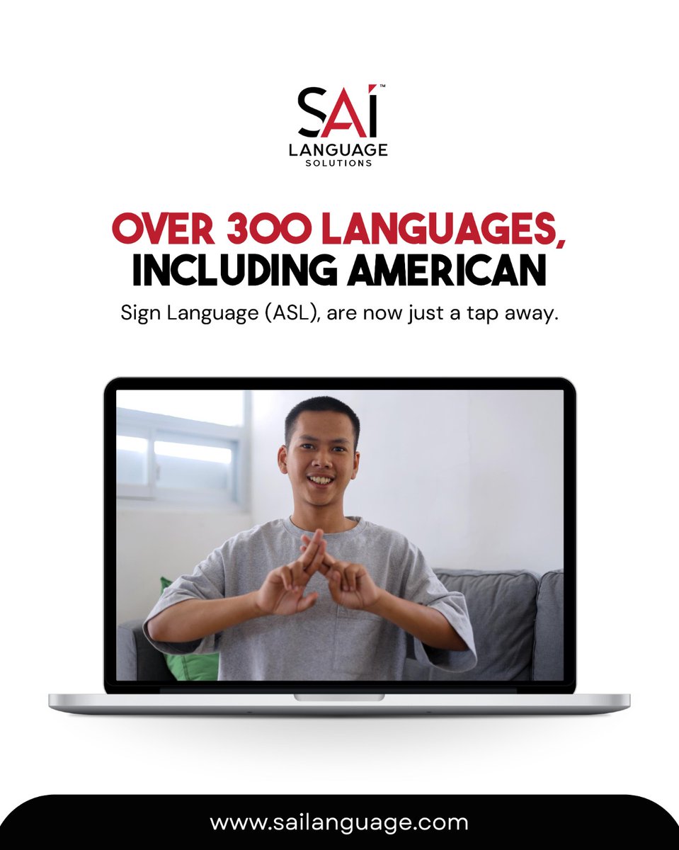 language_sai's tweet image. Connect to a certified interpreter in seconds by phone or video, 24/7.

💼 Whether it’s healthcare, legal, education, or business, instant access means fewer delays, reduced costs, and better outcomes.
-
sailanguage.com
.
#LanguageAccess #OnDemandInterpreter #ASLSupport