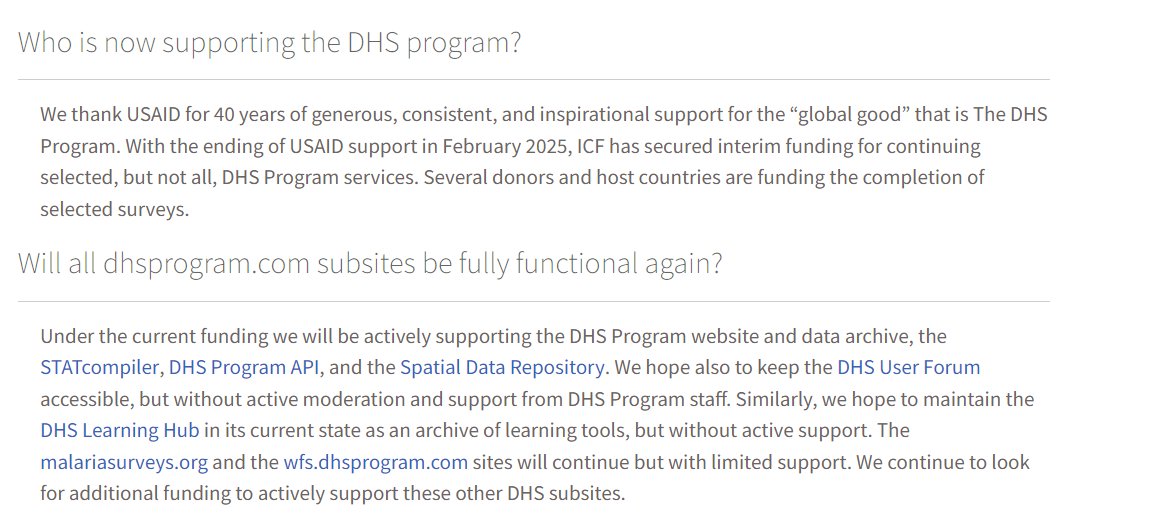 Hard to overstate how meaningful this could be for global health research.    For others: if a tree falls in the forest + no one hears it, did it really fall?   For development and global health researchers: if it happens + there's no DHS, how will we know?  Now, we'll know!