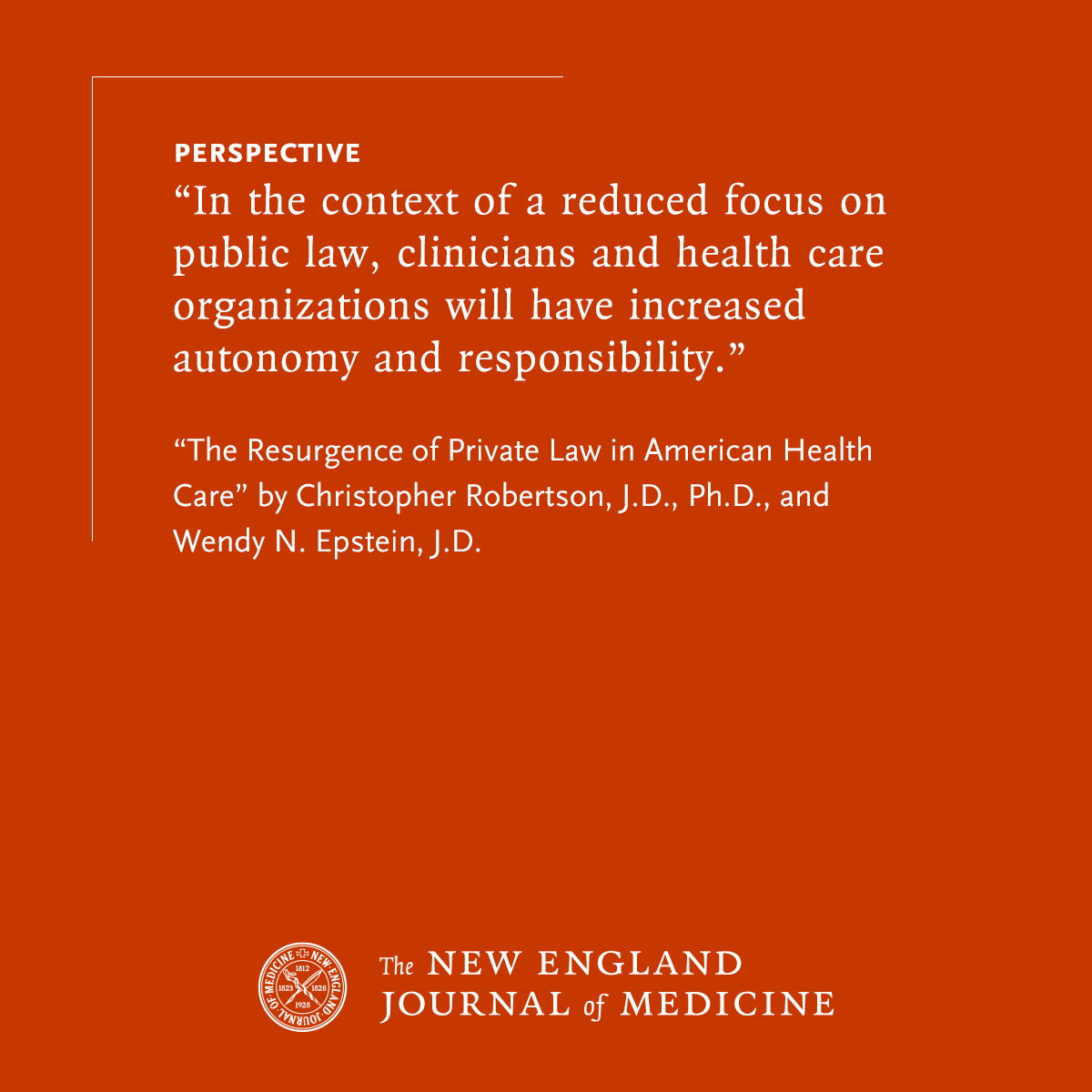 NEJM (@nejm) on Twitter photo Amid widespread deregulation, private law is poised to play an increasingly central role in the health care system, argue Christopher Robertson, JD, PhD (<a href="/ProfCRobertson/">Christopher Robertson</a>), and Wendy N. Epstein, JD (<a href="/ProfWEpstein/">Wendy Netter Epstein</a>), in a new Perspective. But reliance on private law comes with risk. Amid widespread deregulation, private law is poised to play an increasingly central role in the health care system, argue Christopher Robertson, JD, PhD (<a href="/ProfCRobertson/">Christopher Robertson</a>), and Wendy N. Epstein, JD (<a href="/ProfWEpstein/">Wendy Netter Epstein</a>), in a new Perspective. But reliance on private law comes with risk.