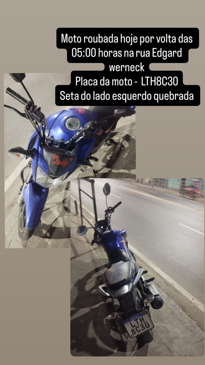 Quem puder ajudar a compartilhar eu agradeço, moto do meu irmão