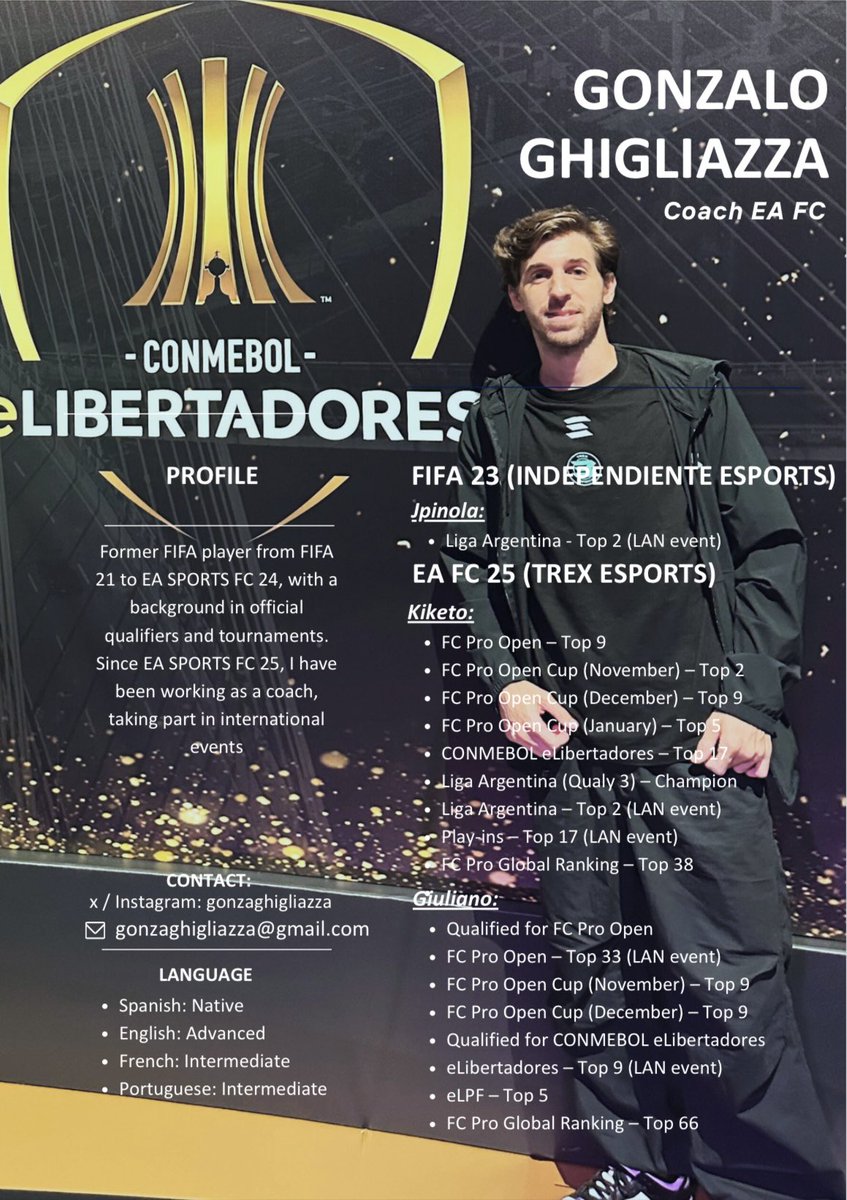 gonzaghigliazza's tweet image. 🔻 Free Agent Coach🔻

After an intense year achieving strong results, I am now a free agent ready to take on new challenges in the upcoming season.