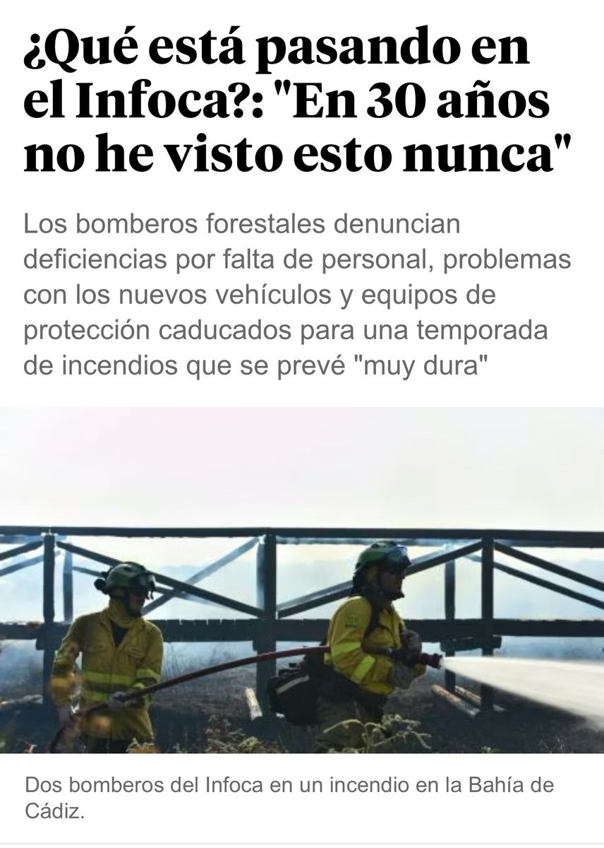 manolopezzi's tweet photo. He sido Consejero de Medio Ambiente en Andalucía y reestructuré el dispositivo de lucha contra incendios, INFOCA, dotándolo de más recursos personales y de medios, sabiendo que el cambio climático nos iba a poner las cosas duras cada año más. Llega el PP de MBonilla, de Feijóo, Ayuso, Mañueco, Rueda, Mazón.. y se ríen y burlan de los científicos y de sus previsiones. Gastan menos de lo necesario en estas labores, con frecuencia ni lo que estaba presupuestado.  No invierten en equipos, medios y en dignificar las condiciones de los agentes y bomberos forestales. Y cuando llegan los inevitables incendios, con altísimas temperaturas, se esconden y culpan al Gobierno de la nación, sabiendo que las competencias es exclusiva de las Comunidades Autónomas. Es indignante la poca vergüenza que manejan. Sí, para apagar incendios sirven también los impuestos y un sector público preparado y con buenos medios.