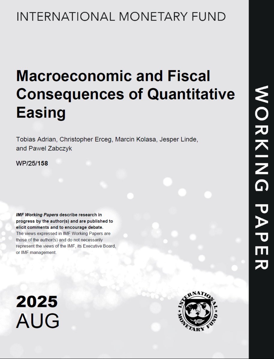 Food for thought!

"Macroeconomic and Fiscal Consequences of Quantitative Easing" by Tobias Adrian, Christopher J. Erceg, Marcin Kolasa, Jesper L Linde, and Pawel Zabczyk.

"...we show how QE can provide a sizeable boost to output and inflation in a deep liquidity trap and can