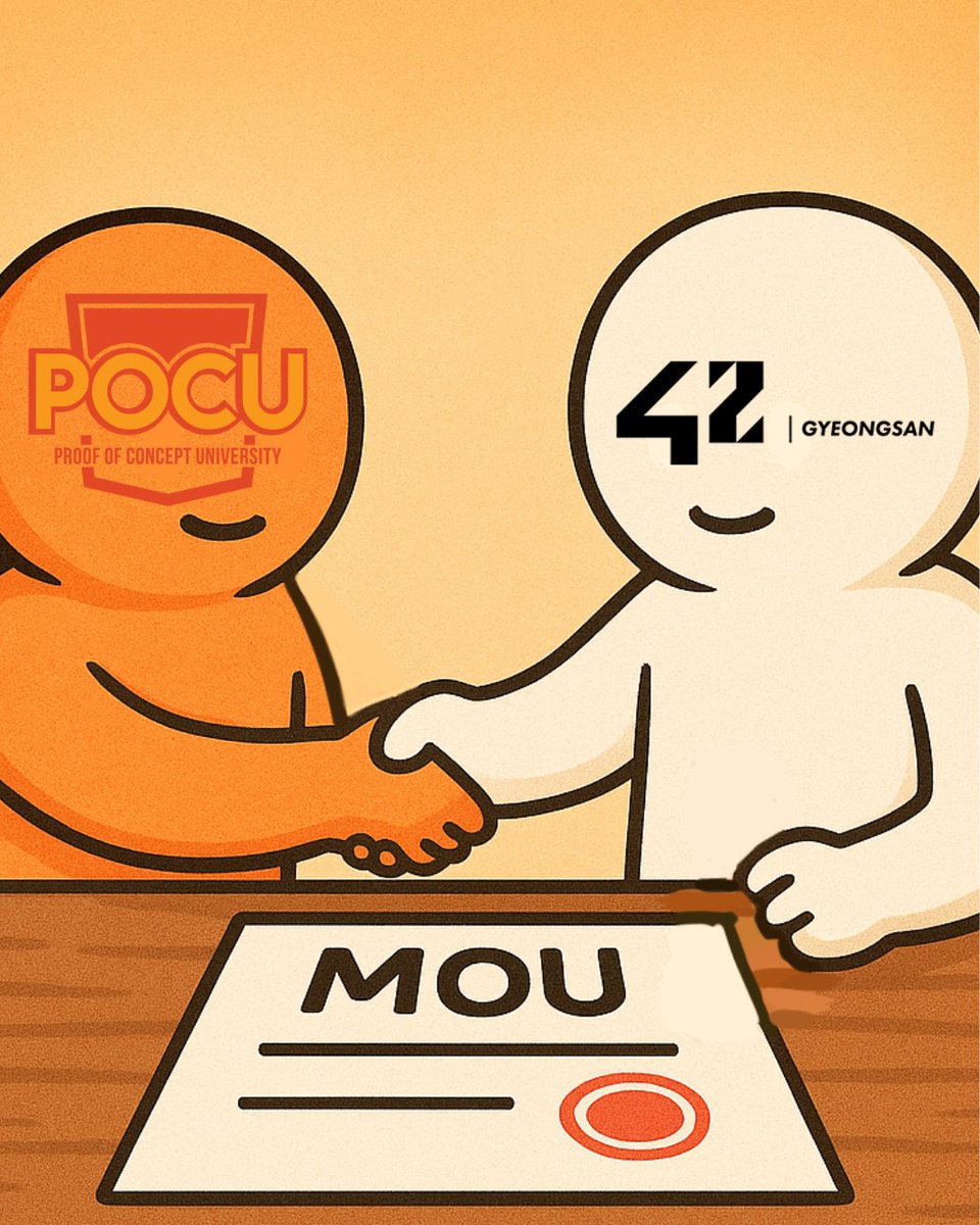 POCUKorea's tweet photo. POCU 아카데미 X 42경산 🤝 
정식 MOU 체결! 
앞으로 42경산 교육생들은 POCU 아카데미 정규 학기 전 과목에서 특별 할인 혜택을 받게 됩니다. 
실력 중심 교육과 혁신적인 커리큘럼을 함께 경험하세요!

👉 https://t.co/nr0V274dNH  

#POCU #42경산 #MOU #프로그래밍 #교육할인 https://t.co/8YnXnQ4IAv