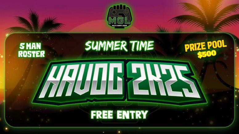 MilitiaLeague's tweet photo. 🚨2 HOURS LEFT🚨

🌴MGL SUMMER TIME HAVOC🌴

⁃FREE ENTRY
⁃$500 PRIZE POOL
⁃5 PLAYER ROSTERS
⁃POOL PLAY &amp; PLAYOFF BRACKET
⁃STARTS AUGUST 14TH

Signups end AUGUST 13th, register before it is too late!

🔽🔽🔽

https://t.co/P40GDTNoHL…

#NBA2K25 #MGLProAm https://t.co/YqrlbHSyZ6
