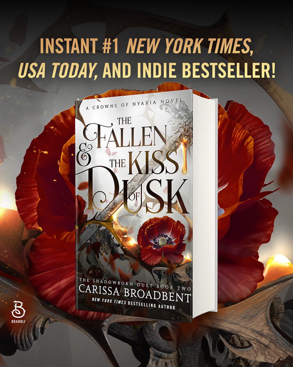 Bramble Romance (@brambleromance) on Twitter photo It’s official: Carissa Broadbent is a #1 <a href="/nytimes/">The New York Times</a> bestselling author!!!!!🥳👏 A huge congratulations on hitting the <a href="/nytimes/">The New York Times</a>, <a href="/USATODAY/">USA TODAY</a>, AND indie bestseller lists with #TheFallenAndTheKissOfDusk!🎉 We have so much love for the #CrownsOfNyaxia series! Congrats, Carissa!!!❤️✨ It’s official: Carissa Broadbent is a #1 <a href="/nytimes/">The New York Times</a> bestselling author!!!!!🥳👏 A huge congratulations on hitting the <a href="/nytimes/">The New York Times</a>, <a href="/USATODAY/">USA TODAY</a>, AND indie bestseller lists with #TheFallenAndTheKissOfDusk!🎉 We have so much love for the #CrownsOfNyaxia series! Congrats, Carissa!!!❤️✨