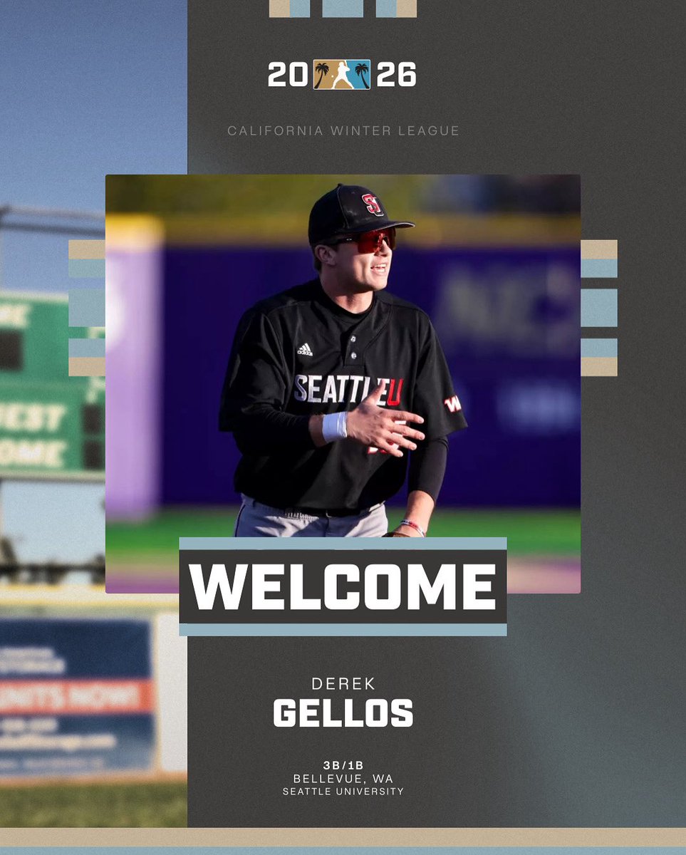 California Winter League (@calwinterleague) on Twitter photo ๐ด ๐๐๐๐๐ ๐๐ ๐ด
A standout from Seattle University, <a href="/DerekGellos/">Derek Gellos</a> is joining the CWL to continue his pro career.ย Derek brings professional experience, having played for the Washington Wild Things of the Frontier League in 2024.
#CWL2026 | #ProsMadeHere ๐ด ๐๐๐๐๐ ๐๐ ๐ด
A standout from Seattle University, <a href="/DerekGellos/">Derek Gellos</a> is joining the CWL to continue his pro career.ย Derek brings professional experience, having played for the Washington Wild Things of the Frontier League in 2024.
#CWL2026 | #ProsMadeHere
