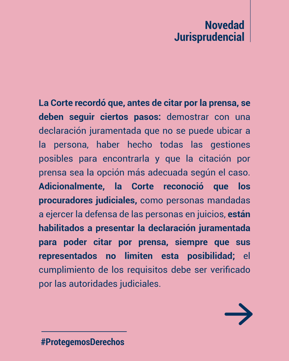 CorteConstEcu's tweet photo. #NovedadJurisprudencialCC | Los procuradores judiciales pueden presentar una declaración juramentada para continuar con una citación por la prensa.

Lee más en la Sentencia 286-22-EP/25, AQUÍ ⬇
https://t.co/wecxY2fOGM https://t.co/bCi4i8xW2o