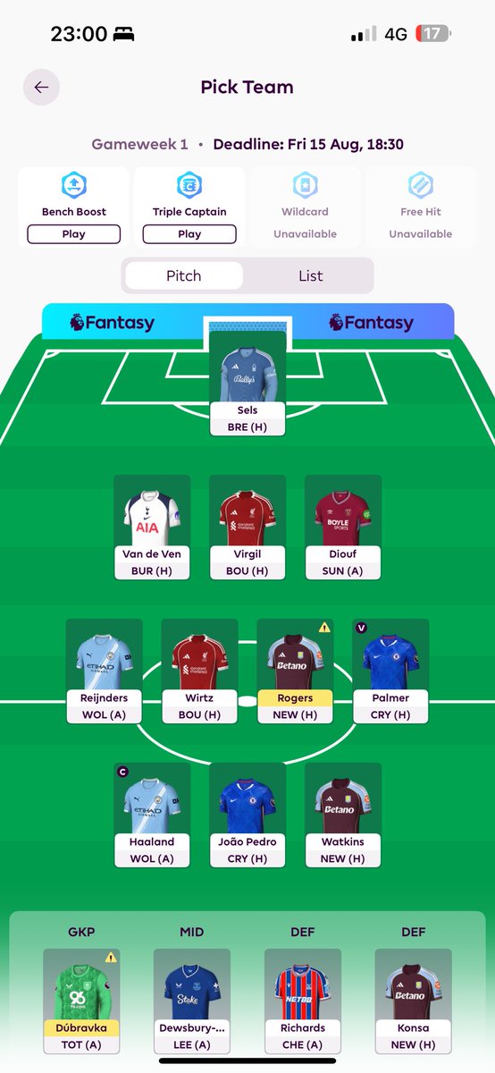 Latest FPL draft, thoughts? I like how balanced it is and a strong bench too. #fpl #FPLDraft