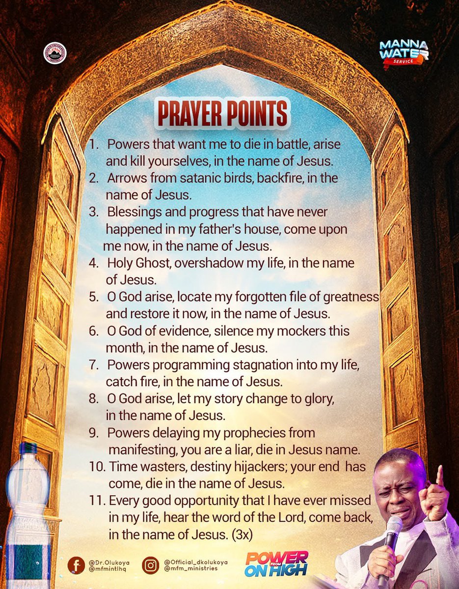 I pray for you that any power that does not want to give you peace, the power of God shall pull them down, in the name of Jesus. (Amen!)

#DrDKOlukoya #PowerFromOnHigh                                                                     #MannaWaterService #MannaWaterTrio